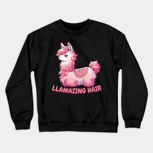 Hairstylist Drama Llama for pink hair lovers Crewneck Sweatshirt